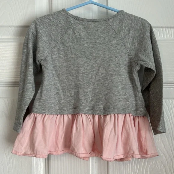 First Impressions baby Girl Printed Long Sleeve Mini Dress, Grey Combo Size: 24M - Picture 4 of 5